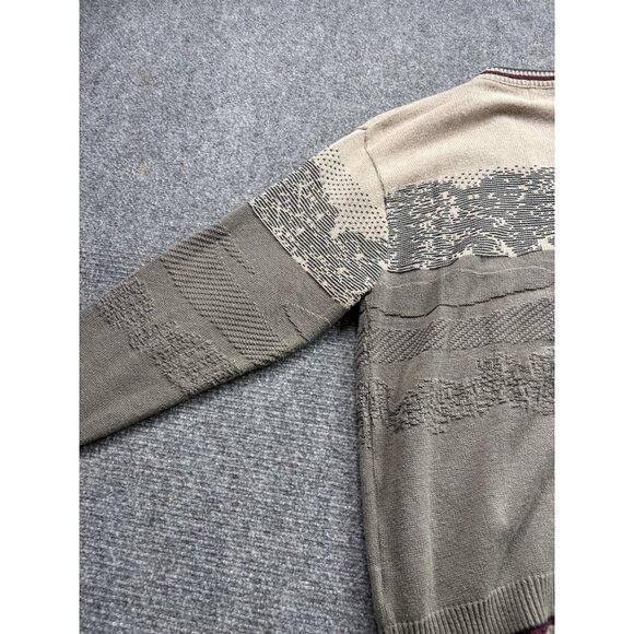 VTG OK Crusader Reef Sweater Mens L Beige Grey Embroidered Golfer Sport Grandpa - Picture 5 of 15